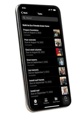 Tasks screen left