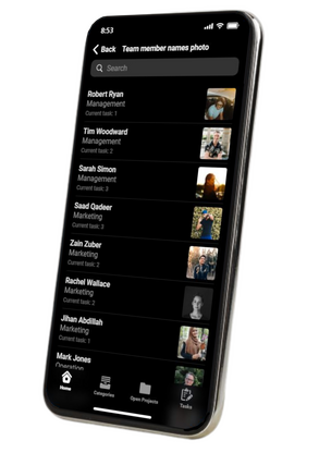 Team members screen right