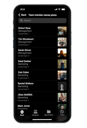 Team members screen vertical