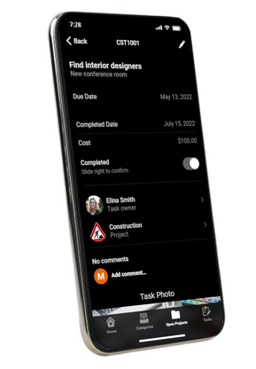 Task detail screen left