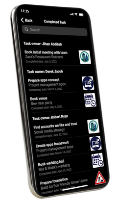 Completed tasks screen left