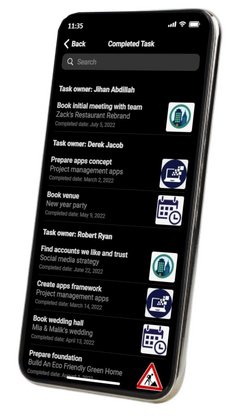 Completed task screen right