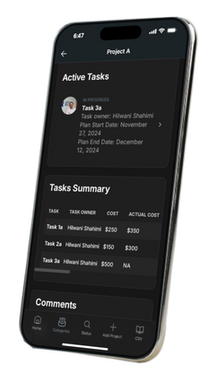 Project summary screen right